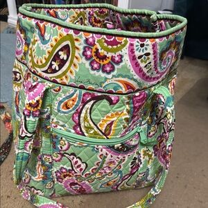 Vera Bradley Green and Pink Paisley Tote Bag